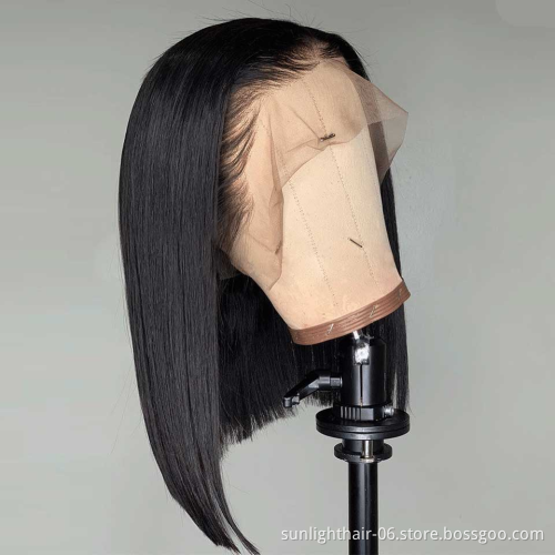 Sunlight 13x6x1T-part 100% human hair wigs brazilian Cambodian raw hair short straight bob human hair wig for black women